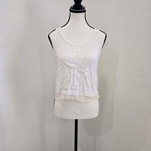 Mind Code White Crop Top Sleeveless Top Flora Lace Hem Regular Size Small